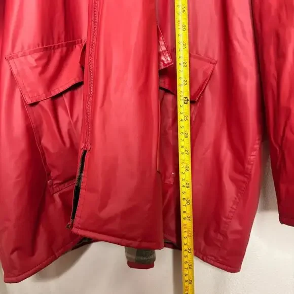Misty Harbor Original Hooded Rain Jacket with Plaid Lining – Red (Unisex 2XL)